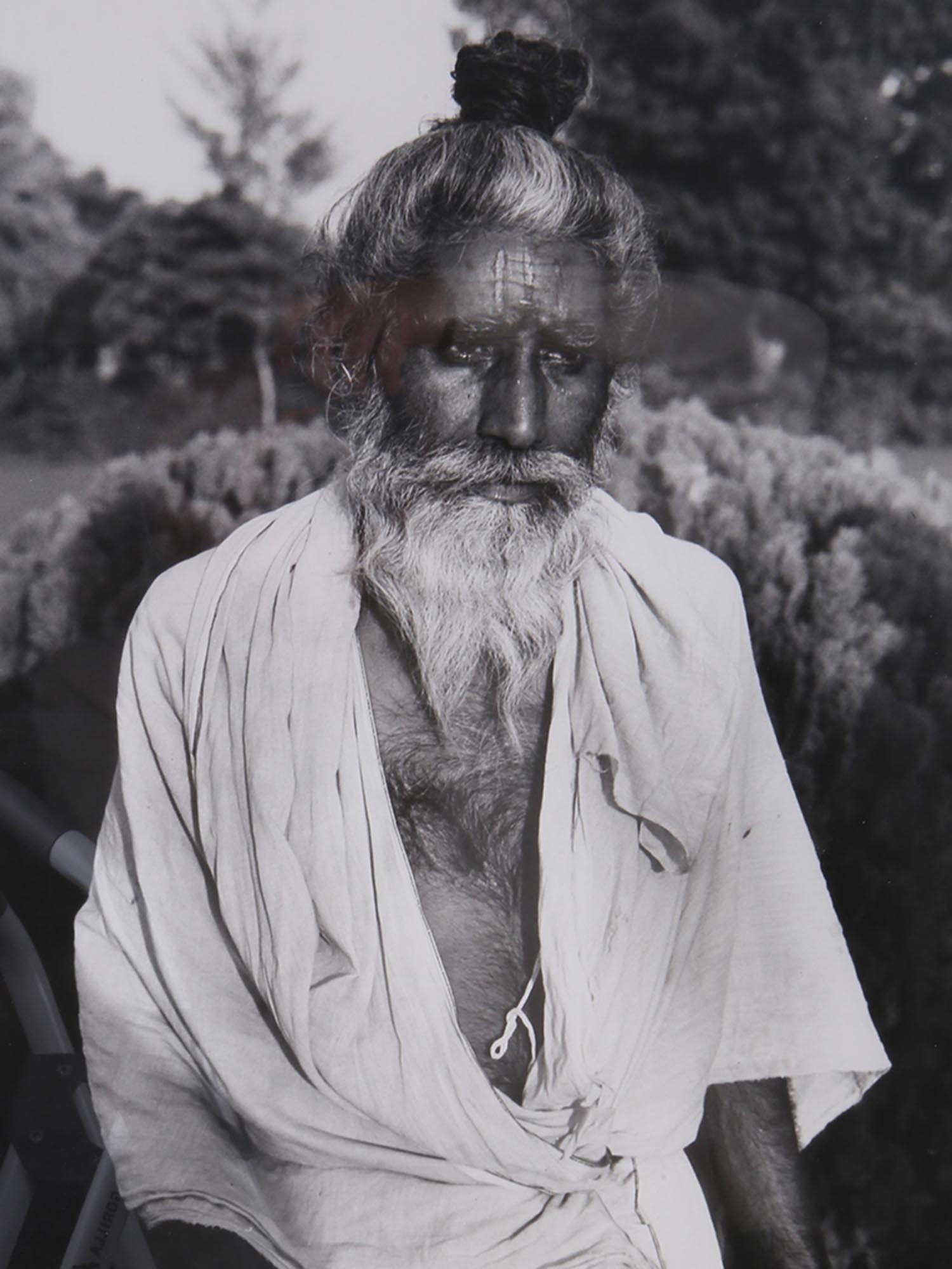 VINTAGE BLACK AND WHITE PHOTO INDIAN MAN FRAMED PIC-1